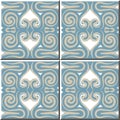 Vintage seamless wall tiles of hand drawn spiral kaleidoscope. Moroccan, Portuguese.