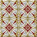 Vintage seamless wall tiles of round spine cross. Moroccan, Portuguese.