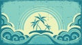 Vintage seascape with tropical palms