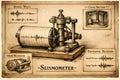 Vintage Seismometer Technical Illustration Explaining Earthquake Recording Royalty Free Stock Photo