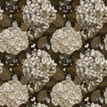Vintage seppia pattern of hydrangea Royalty Free Stock Photo