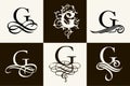 Vintage Set . Capital Letter G for Monograms and Logos. Beautiful Filigree Font. Victorian Style. Royalty Free Stock Photo