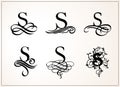 Vintage Set . Capital Letter S for Monograms and Logos. Beautiful Filigree Font. Victorian Style. Royalty Free Stock Photo