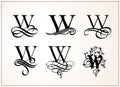 Vintage Set . Capital Letter W for Monograms and Logos. Royalty Free Stock Photo