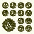 Vintage set capital letters , floral Monograms Royalty Free Stock Photo