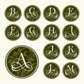 Vintage set capital letters , floral Monograms Royalty Free Stock Photo
