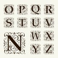 Vintage set capital letters, Monograms and font