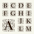 Vintage set capital letters, Monograms and font Royalty Free Stock Photo