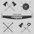 Vintage set of carpentry logos, labels and design elements. Stock . Royalty Free Stock Photo