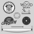 Vintage set of carpentry logos, labels and design elements. Stock . Royalty Free Stock Photo