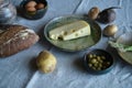 Vintage set of ceramics with farm healthy food, kinfolk lifestyle Royalty Free Stock Photo