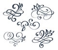 Vintage set hand drawn flourish separator Calligraphy elements symbol linked, join, passion and wedding. Template for t Royalty Free Stock Photo