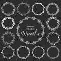 Vintage set of hand drawn rustic wreaths. Floral vector graphic Royalty Free Stock Photo