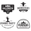 Vintage set of happy halloween vintage badges, emblems and labels. Halloween party templates Royalty Free Stock Photo