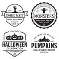 Vintage set of happy halloween vintage badges, emblems and labels. Halloween party templates Royalty Free Stock Photo