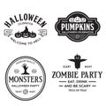 Vintage set of happy halloween vintage badges, emblems and labels. Halloween party templates Royalty Free Stock Photo