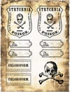 Vintage set of poison labels