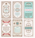 Vintage set retro cards. Template greeting card wedding invitation. Line calligraphic frames Royalty Free Stock Photo