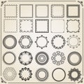 Vintage Set of Vector Horizontal, Square and Round Elements Royalty Free Stock Photo