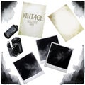 Vintage set of watercolor old photographic paper Royalty Free Stock Photo