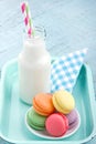 Vintage setting of colorful pastel macaroons