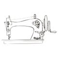 Vintage Sewing Machine Inky Illustration. Black ink old sewing machine vector illustration.