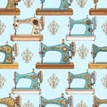 Vintage Sewing Machine Pattern Design Royalty Free Stock Photo