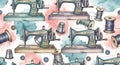 Vintage Sewing Machine Pattern Design Royalty Free Stock Photo