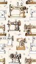 Vintage Sewing Machine Pattern Design Royalty Free Stock Photo