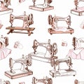Vintage Sewing Machine Pattern Illustration Royalty Free Stock Photo