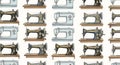 Vintage Sewing Machine Pattern - A Nostalgic Textile Design Royalty Free Stock Photo