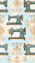 Vintage Sewing Machine Pattern Royalty Free Stock Photo