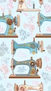 Vintage Sewing Machine Pattern Royalty Free Stock Photo
