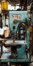 Vintage Sewing Machine in Workshop Setting Royalty Free Stock Photo