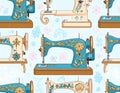 Vintage Sewing Machines Pattern Royalty Free Stock Photo