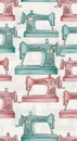 Vintage Sewing Machines Pattern Royalty Free Stock Photo
