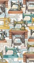 Vintage Sewing Machines Pattern Royalty Free Stock Photo
