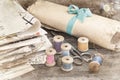 Vintage sewing supplies Royalty Free Stock Photo