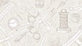 Sewing Design Background Beige Vintage Tailoring Pattern Royalty Free Stock Photo