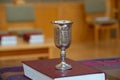 vintage shabbat silver cup of wine holiday kiddush sukkot Royalty Free Stock Photo