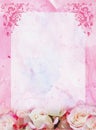 Vintage shabby chic frame with Rose flowers on watercolor background Royalty Free Stock Photo