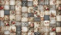A vintage shabby chic quilting patchwork seamless pattern, Ai generated image Royalty Free Stock Photo