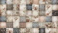 A vintage shabby chic quilting patchwork seamless pattern, Ai generated image Royalty Free Stock Photo