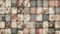 A vintage shabby chic quilting patchwork seamless pattern, Ai generated image Royalty Free Stock Photo