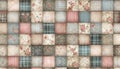 A vintage shabby chic quilting patchwork seamless pattern, Ai generated image Royalty Free Stock Photo