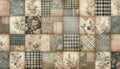 A vintage shabby chic quilting patchwork seamless pattern, Ai generated image Royalty Free Stock Photo