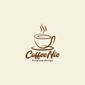 Vintage shape simple cup coffee steam logo symbol icon vector graphic design illustration idea creative Royalty Free Stock Photo