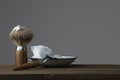 Vintage Shaving Equipment on wooden Table Royalty Free Stock Photo