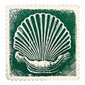 Vintage Shell Rubber Stamp With Distinctive Green Scallop Design