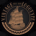 Vintage ship logotype Royalty Free Stock Photo